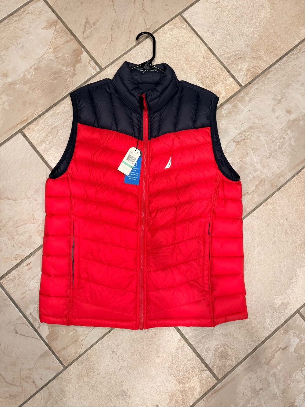 Nautica Red and Black Quilted Puffer Vest